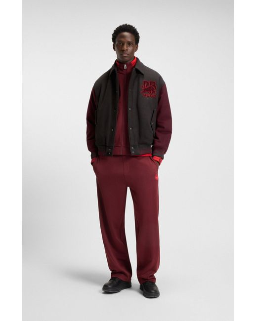 HUGO X Rb Regular-Fit College-Jacke Mit Stier-Grafiken in Black für Herren