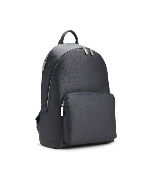 Boss Black Grained Italian-Leather Backpack With Emed Logo for men