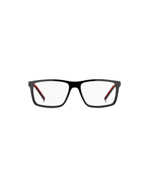 HUGO Black Acetate Optical Frames With Cut-Out Logo for men