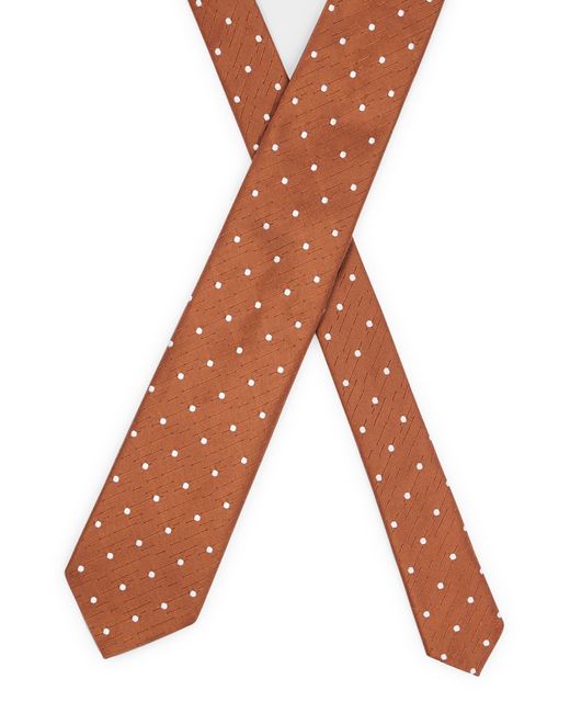 Boss Brown Silk-jacquard Tie With Dot Motif for men