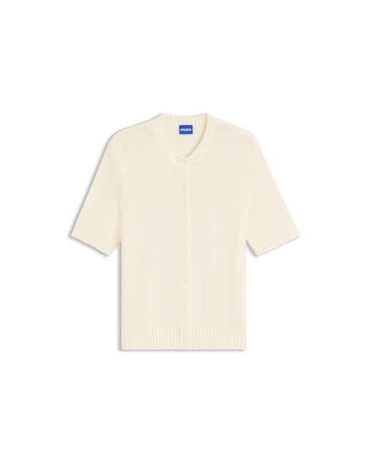HUGO Natural Regular-Fit Cardigan Blended With Virgin Wool