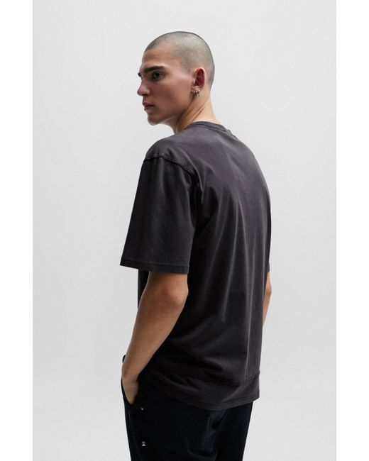 BOSS HUGO AT BOSS in | T-Shirt in Lyst Herren aus Artwork by Schwarz mit Baumwoll-Jersey für Nieten-Optik