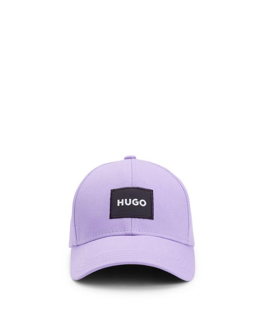 HUGO Purple Cotton-twill Cap With Logo Label