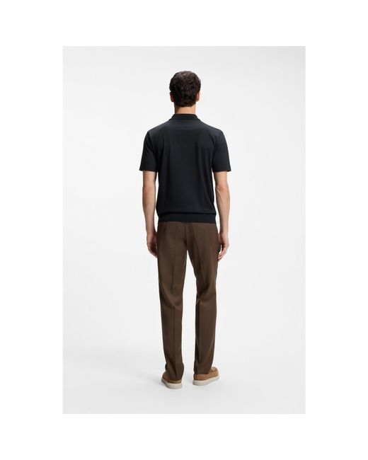 Boss Black Zip-Neck Polo Shirt for men
