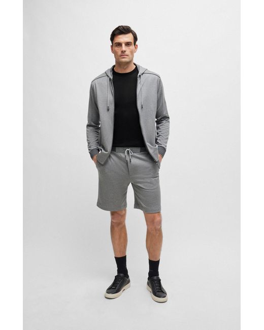 Boss Black Regular-fit Shorts In Cotton Towelling With Drawcord for men