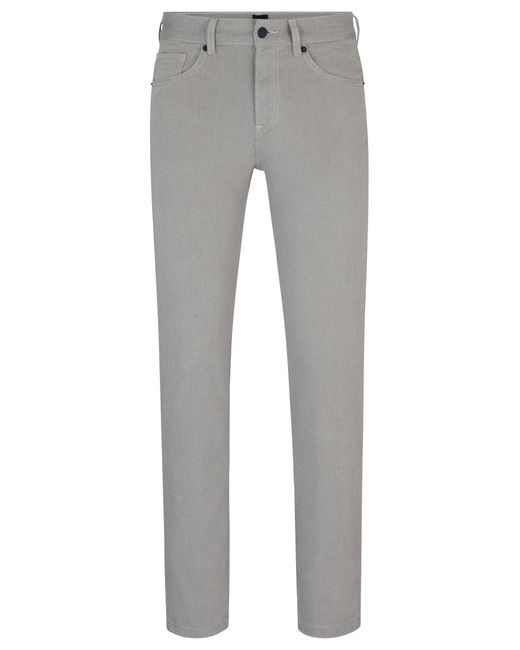 Boss Gray Regular-fit Jeans In Micro-structured Denim for men