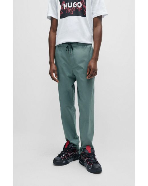 Pantalon en coton stretch performant avec taille à cordon de serrage HUGO pour homme en coloris Green