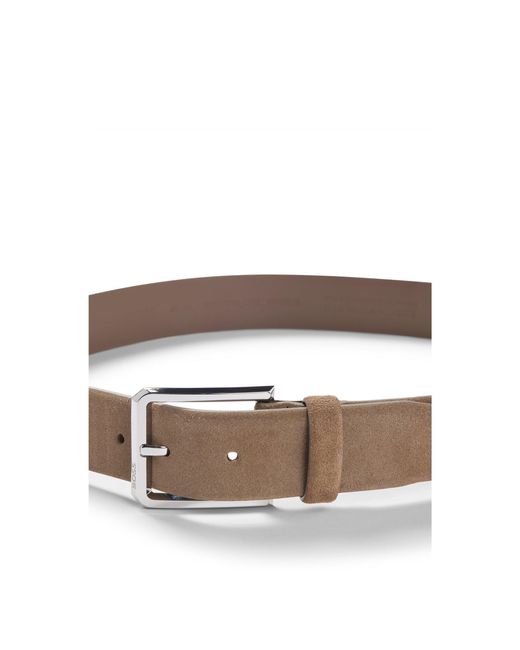 Boss Brown Suede Belt With-Tone Buckle for men
