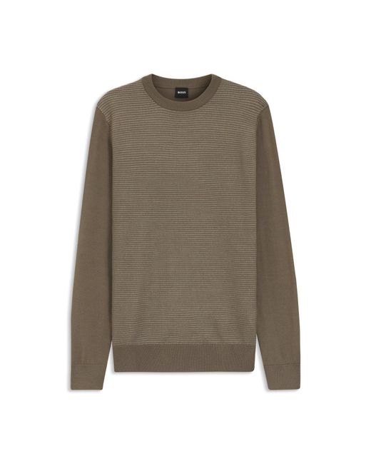 Boss Brown Mixed-Structure Sweater for men