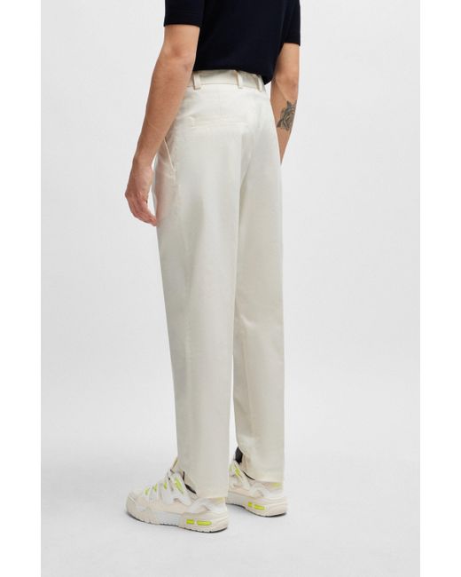 Pantalon habillé en coton stretch performant HUGO pour homme en coloris White