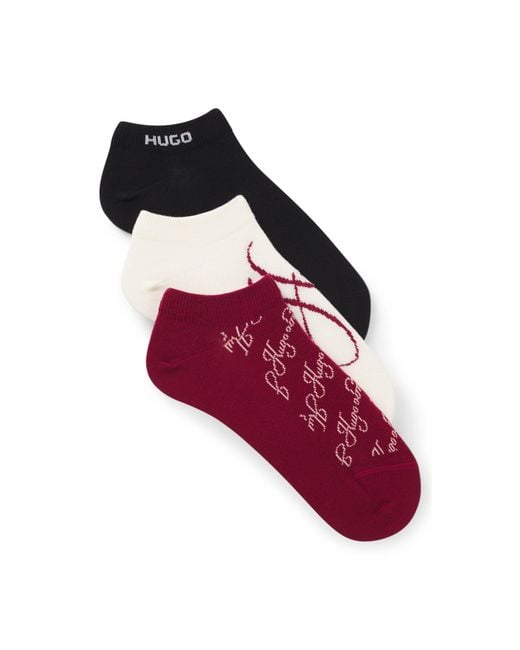 HUGO Red Three-Pack Of Ankle-Length Socks