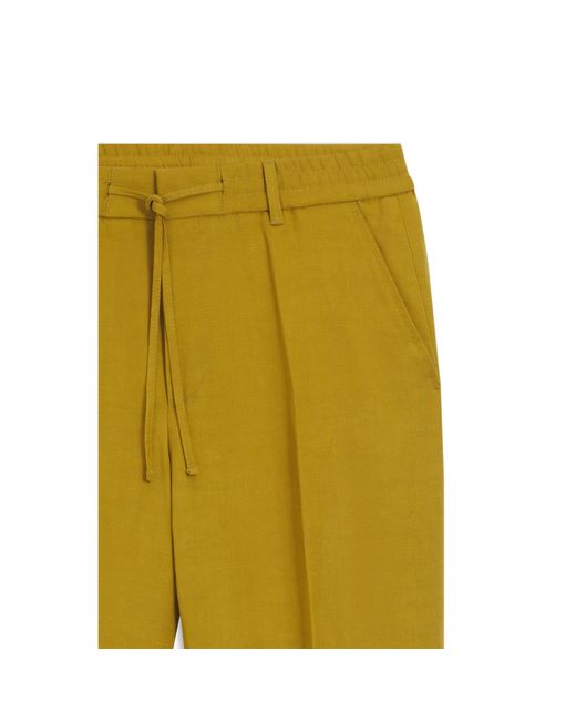 Boss Yellow Tapered-Fit Trousers With Drawcord Waist for men