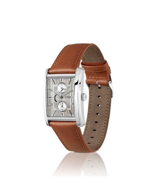 Boss White Tone Watch With Textured Skeleton Dial for men