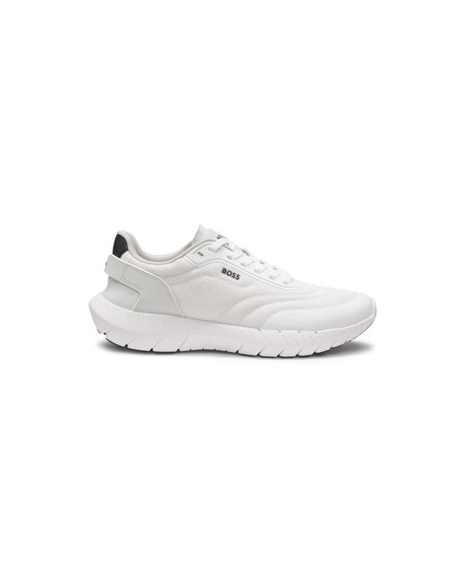 Boss White Running Trainers With Leather Trims for men