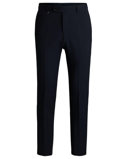 Boss Slim-Fit Broek Van Stretchpiqué Met Microdessin in het Blue voor heren