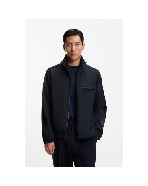 Boss Blue Water-Repellent Jacket With Packable Hood for men