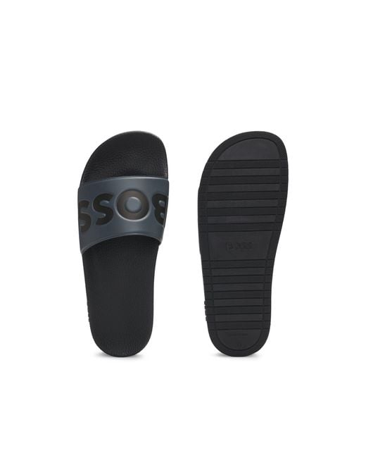 Boss Black Italian-Made Slides With Large Logo Detail for men