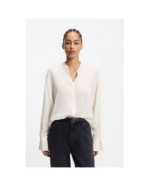 Boss White Regular-Fit Blouse