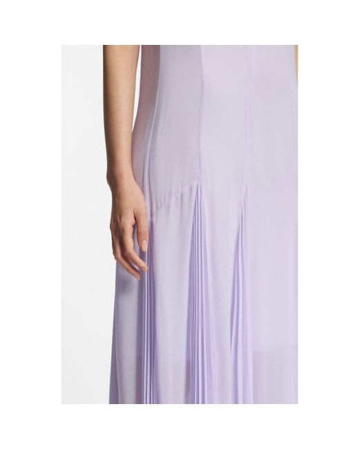 Boss Purple Sleeveless Dress With Plissé Skirt Inserts