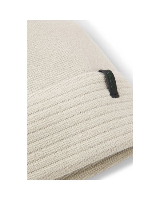 Boss Natural Knitted Beanie Hat for men