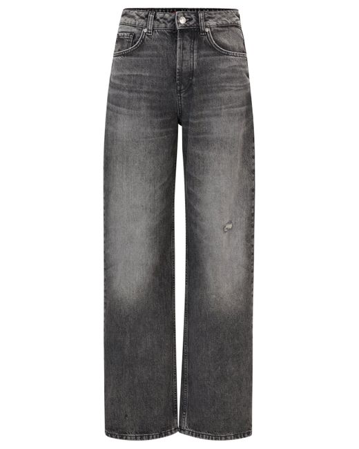 HUGO Relaxed-fit Jeans Van Grijs Distressed Denim in het Gray