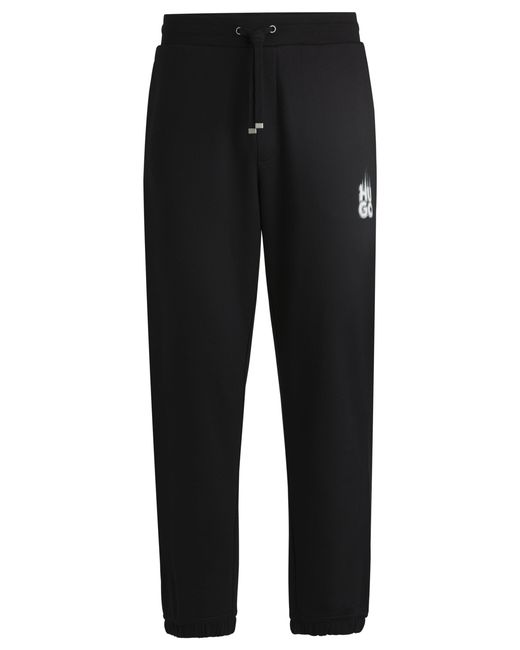 HUGO S Dilbero Cotton-terry Tracksuit Bottoms With Smoke Logo Black for men