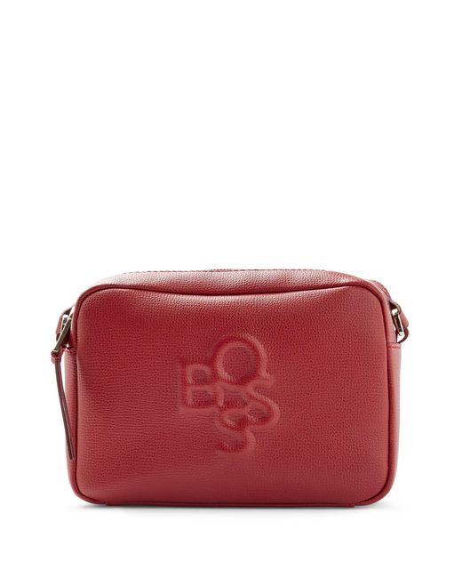 BOSS by HUGO BOSS Grainedleather Crossbody Bag With Shaken Logo in Red