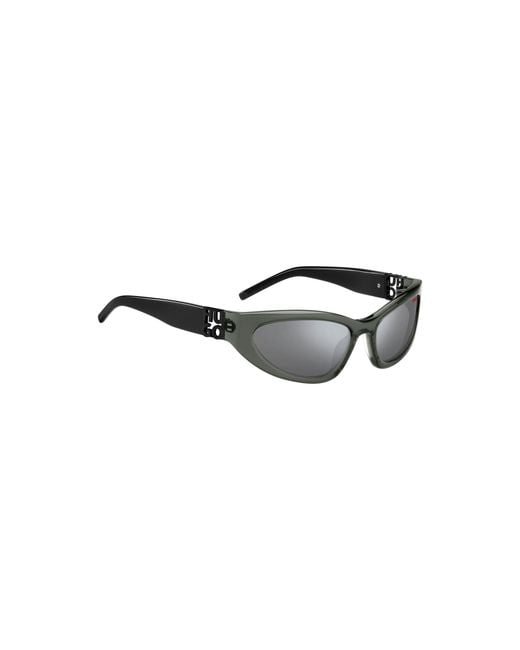 HUGO Black Gray-acetate Sunglasses With 3d Monogram Men's Eyewear for men