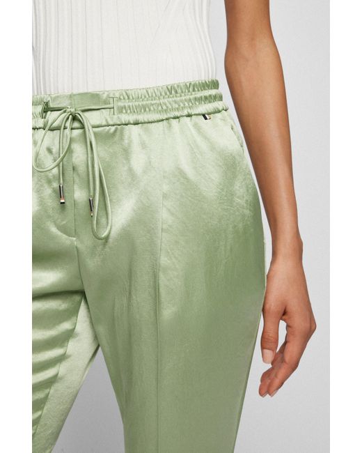 BOSS by HUGO BOSS Regular-Fit Hose aus schimmerndem Satin in Grün | Lyst AT
