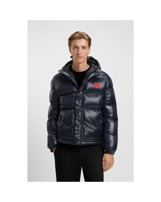 HUGO Blue Water-Repellent Jacket With Logo Label for men