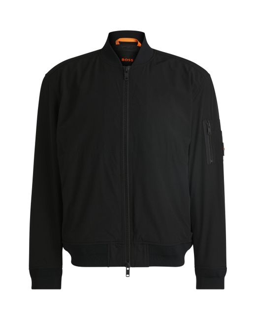 Boss Black Water-repellent Jacket With Zipped Sleeve Pocket for men