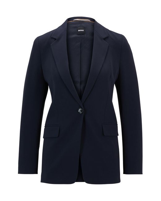 Boss Blue Regular-fit Jacket In Crease-resistant Crepe