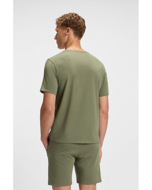 Boss Pyjamashirt Van Stretchkatoen Met Biesjes in het Green voor heren