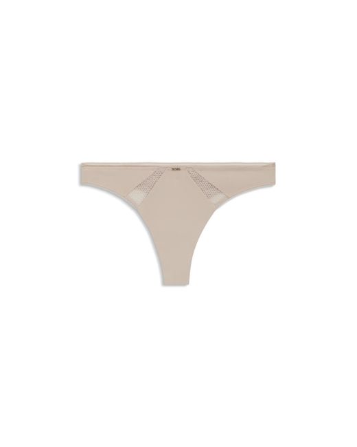 Boss Brown Microfibre Thong With Lace Inserts