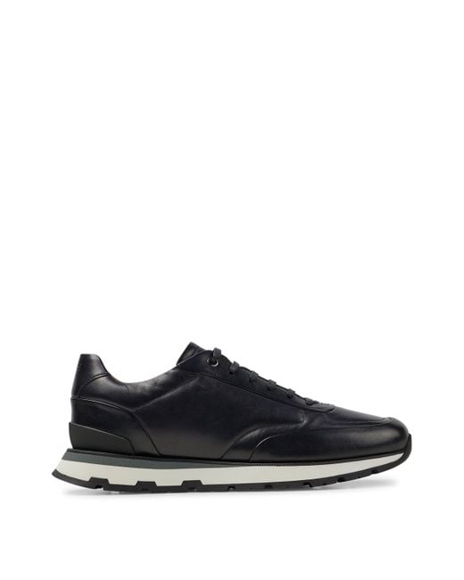 BOSS by HUGO BOSS Lace-up Trainers In Italian Leather With Burnished ...