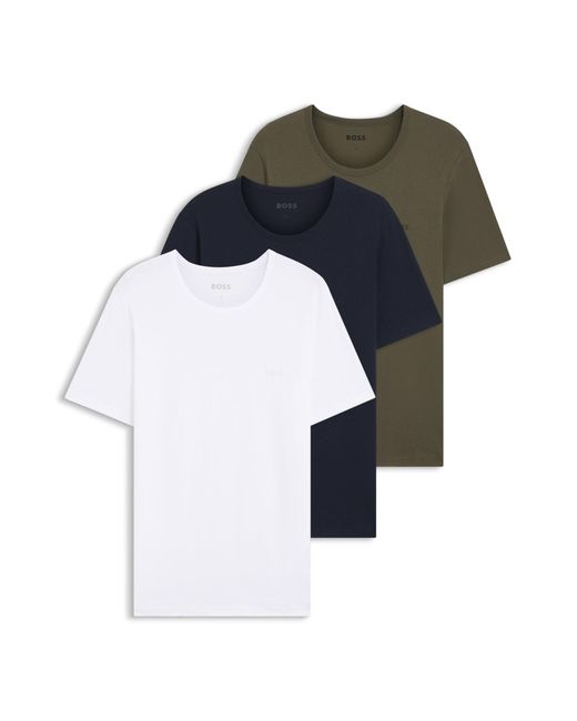 Boss Set Van Drie Underwear T-Shirts Met Logostiksels in het Green voor heren