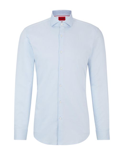 HUGO Slim-Fit Hemd aus bügelleichtem Baumwoll-Twill in White für Herren