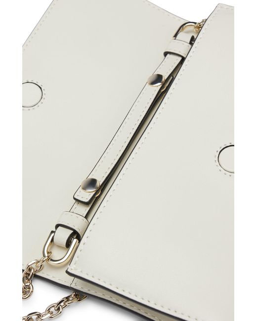 Boss White Leather Clutch Bag With Branded Hardware