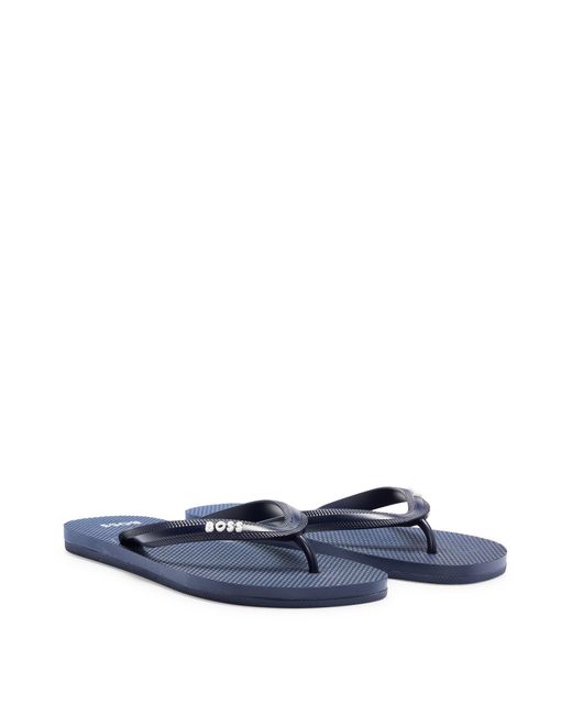 Boss Blue Flip-flops With Branded Strap for men