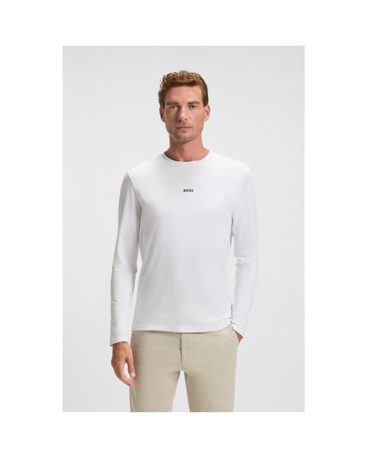 Boss White Long-Sleeved T-Shirt for men