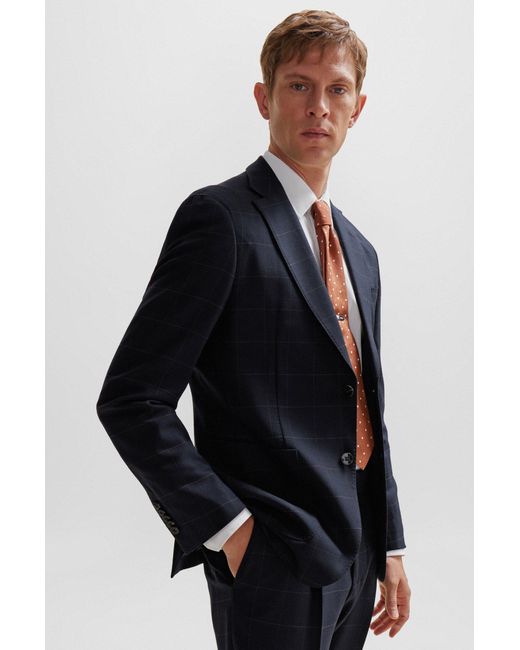 Boss Black Slim-fit Suit In A Checked Wool Blend for men