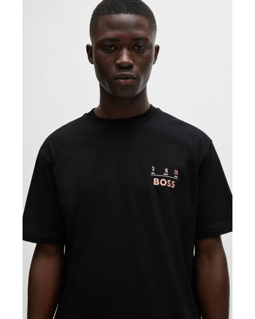 Boss Relaxed-Fit T-Shirt aus reiner Baumwolle mit Artwork der Saison in Black für Herren