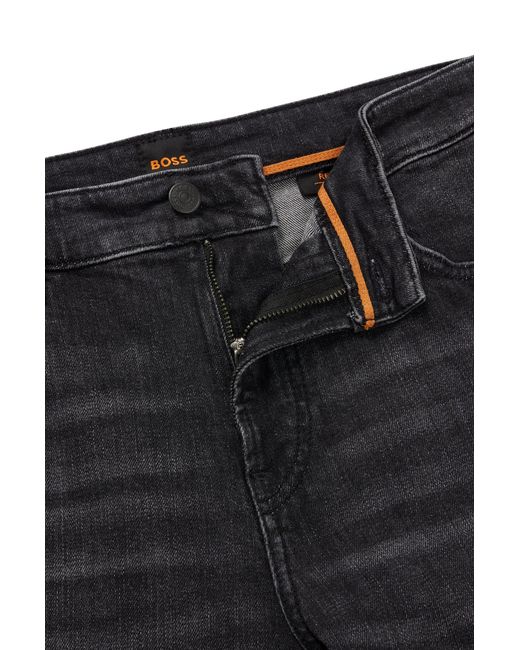 Boss Regular-fit Jeans In Black Comfort-stretch Denim for men