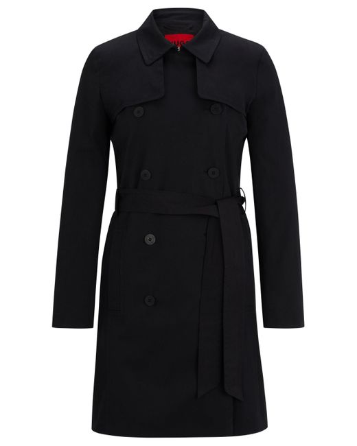 HUGO Black Trenchcoat aus Stretch-Baumwolle mit Gürtel