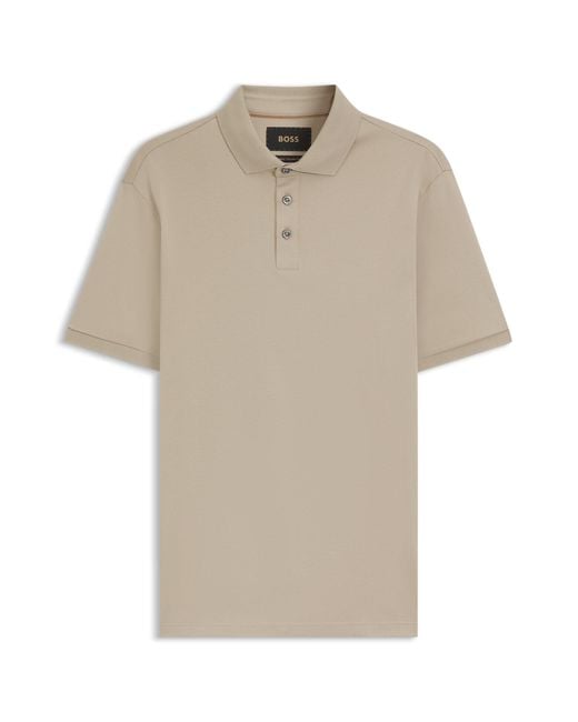 Boss Regular-Fit Poloshirt Aus Merzerisierter Baumwolle in Natural für Herren