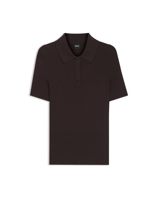 Boss Black Rib-Knit Polo