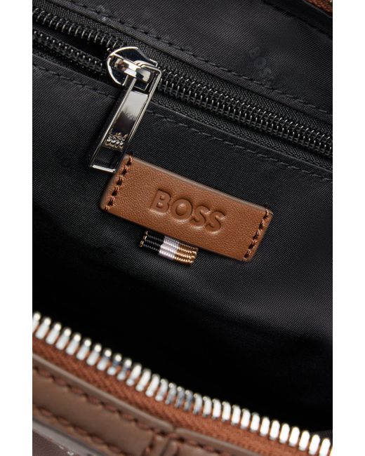Boss Reporter-Tasche aus Leder mit metallenem Logo-Schriftzug in Brown für Herren