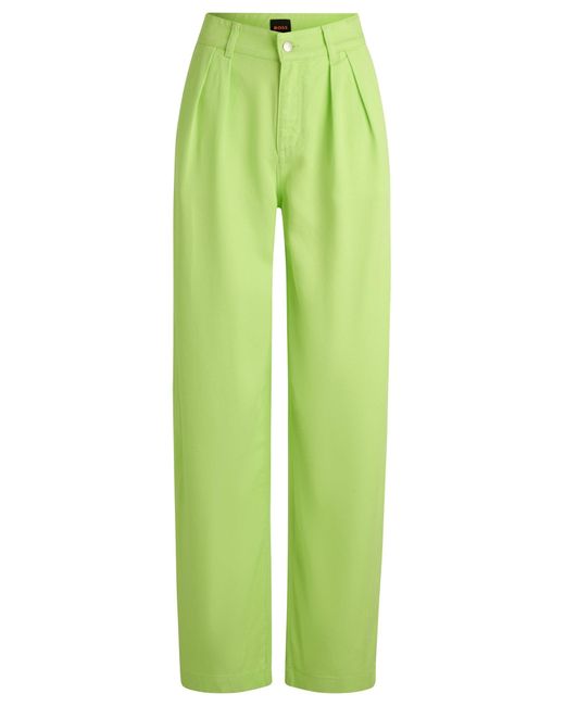 Boss Green Wide-leg Trousers In Soft Twill