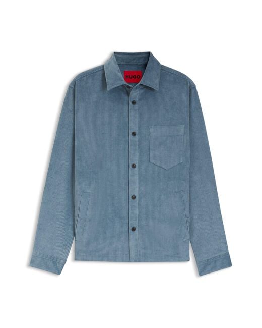 HUGO Oversized Hemd Aus Baumwoll-Cord in Blue für Herren