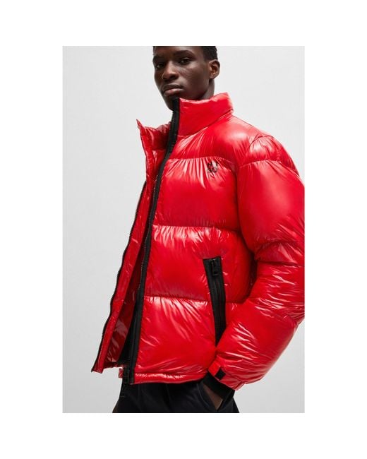 HUGO Slim Fit Water Repellent Puffer Jacket in Red for Men Lyst UK